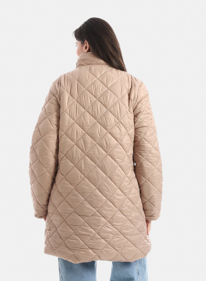 Andora Quilted Puffer Jacket_Beige - Image 3